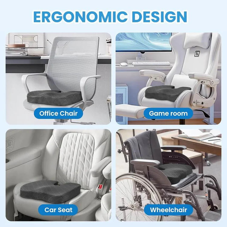 Seat cushion cross section pressure relief zones ergonomic design detail